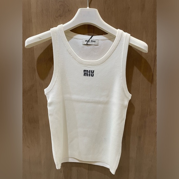 Miu Miu Tops - Miu Miu White Ribbed Tank Top